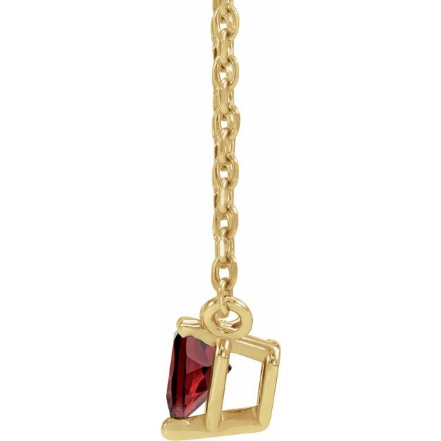 14K Yellow Gold Natural Mozambique Garnet Heart 16-18" Necklace