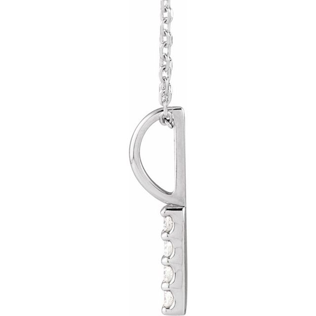14K White Gold .07 CTW Natural Diamond Vertical Bar 16-18" Necklace