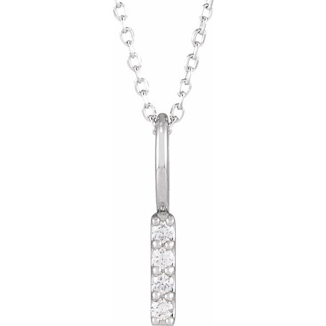 14K White Gold .07 CTW Natural Diamond Vertical Bar 16-18" Necklace