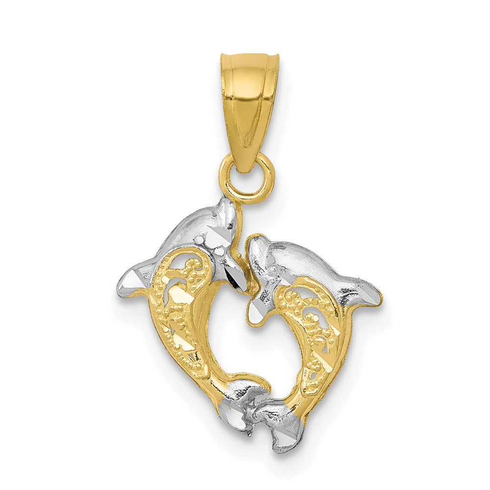 10K w/Rhodium Small Dolphin Charm 1