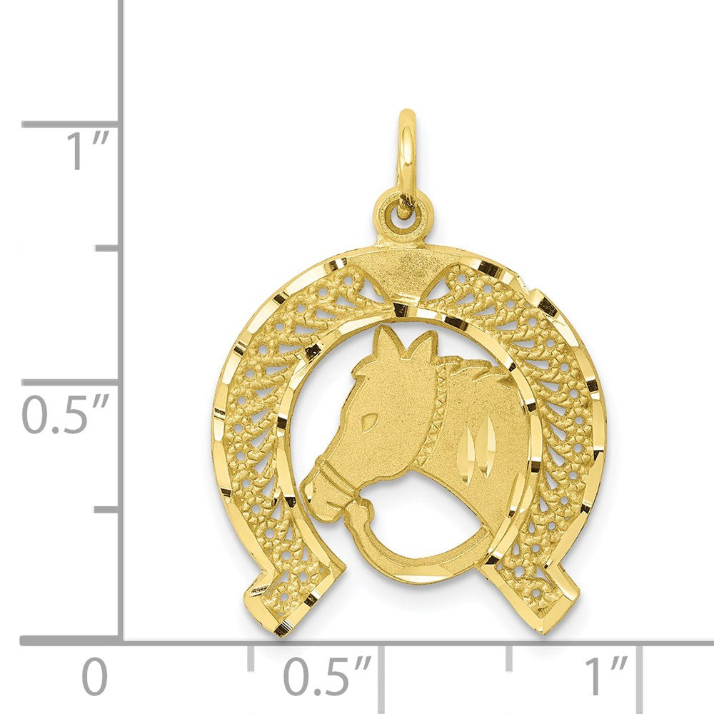 10k Solid Flat-Backed Horsehead in Horseshoe Charm