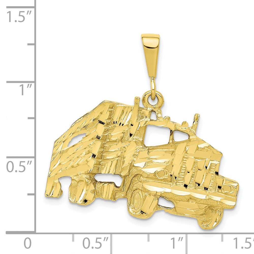 10k Solid Diamond-cut Semi with Trailer Charm