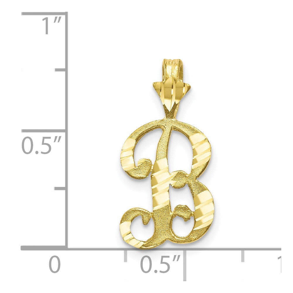 10k Diamond-cut Grooved Initial B Charm