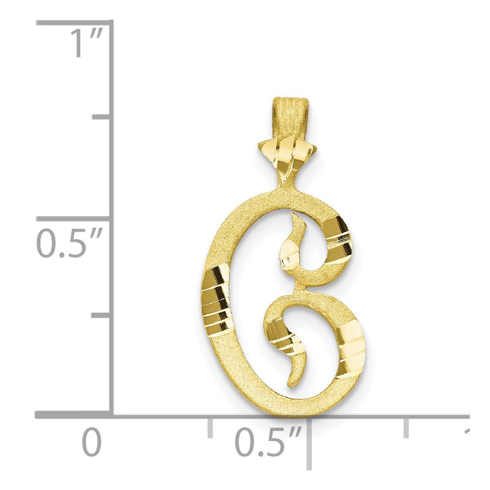 10k Diamond-cut Grooved Initial C Charm