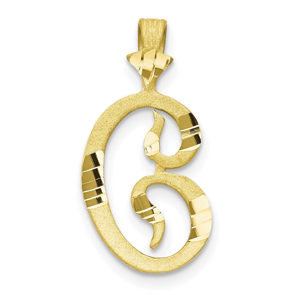 10k Diamond-cut Grooved Initial C Charm