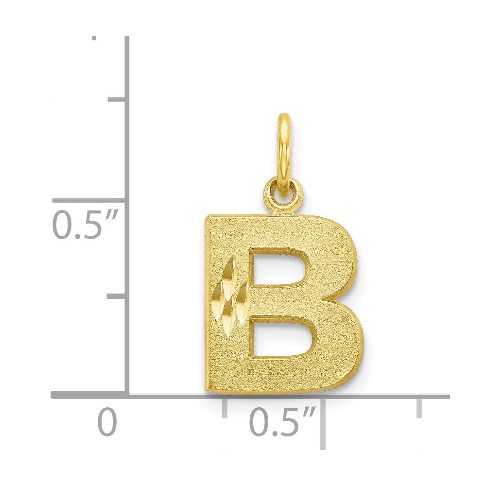 10K Satin Diamond-cut Initial B Charm
