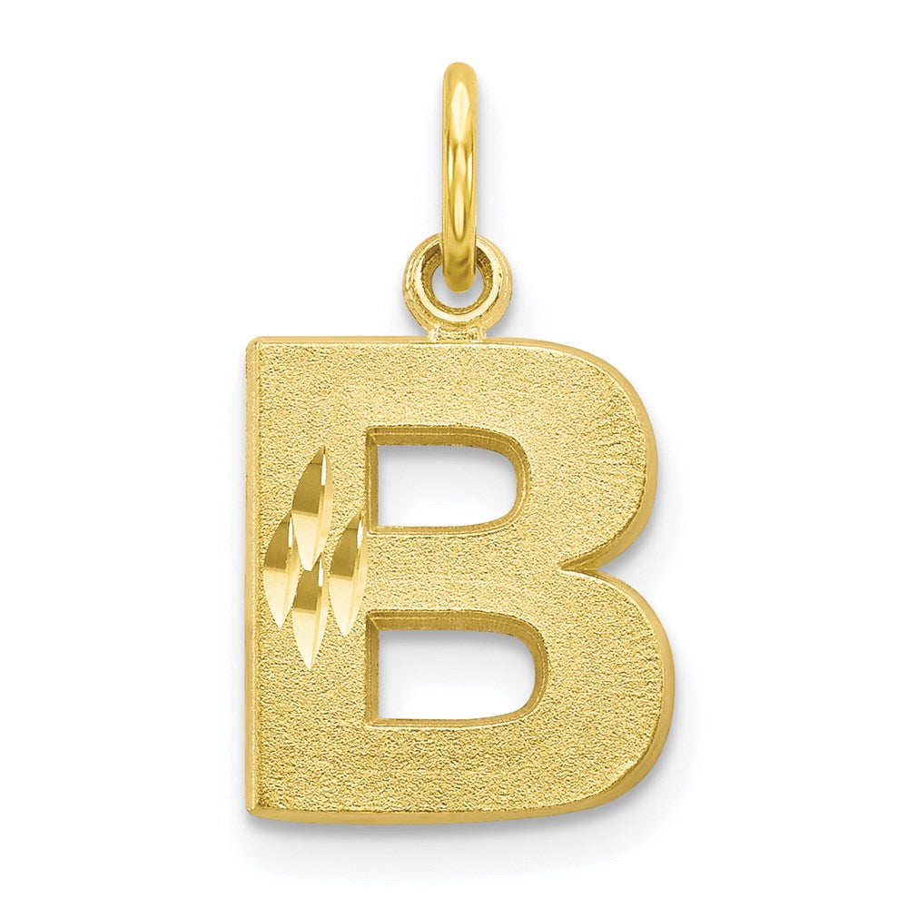 10K Satin Diamond-cut Initial B Charm