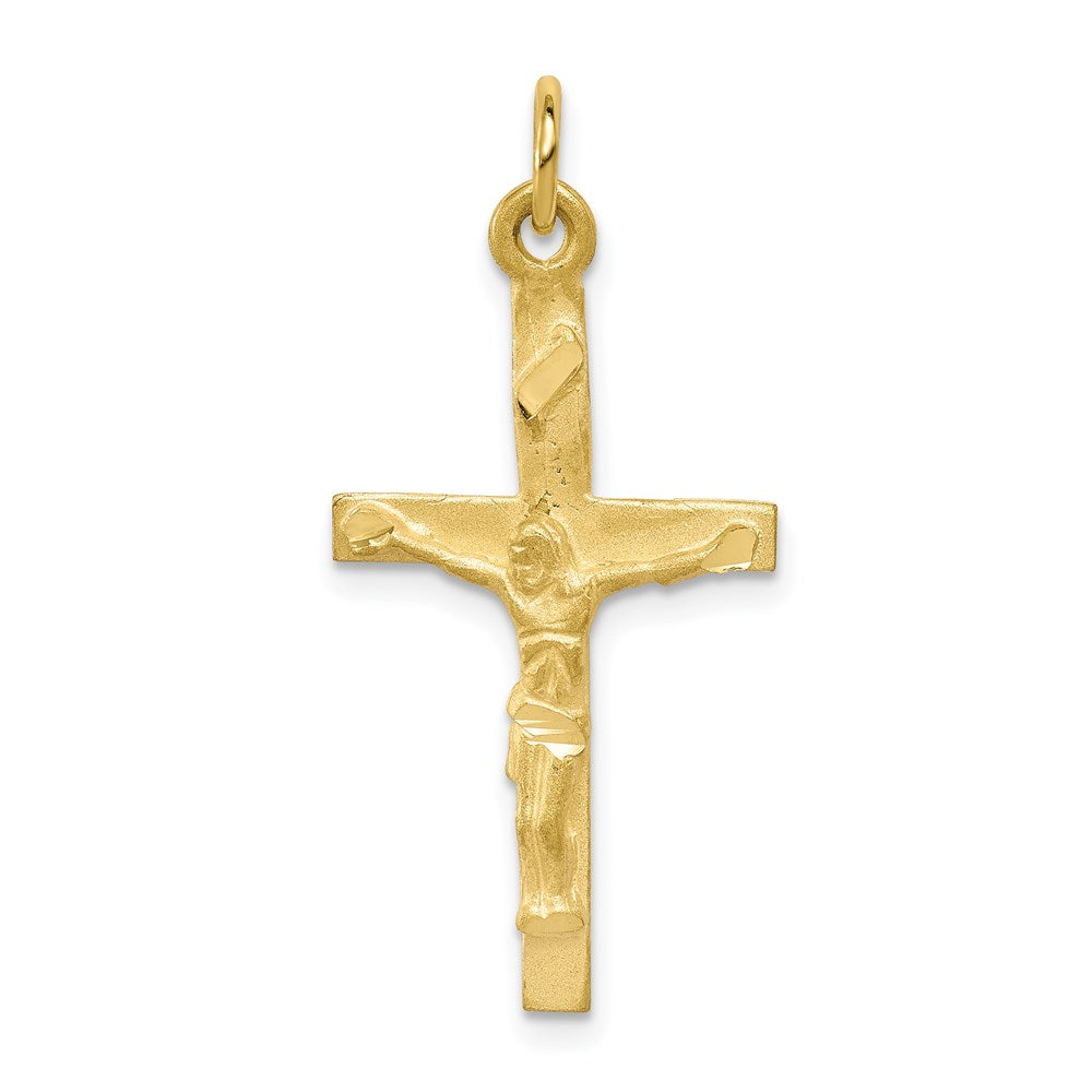 10k Solid Polished Crucifix Pendant