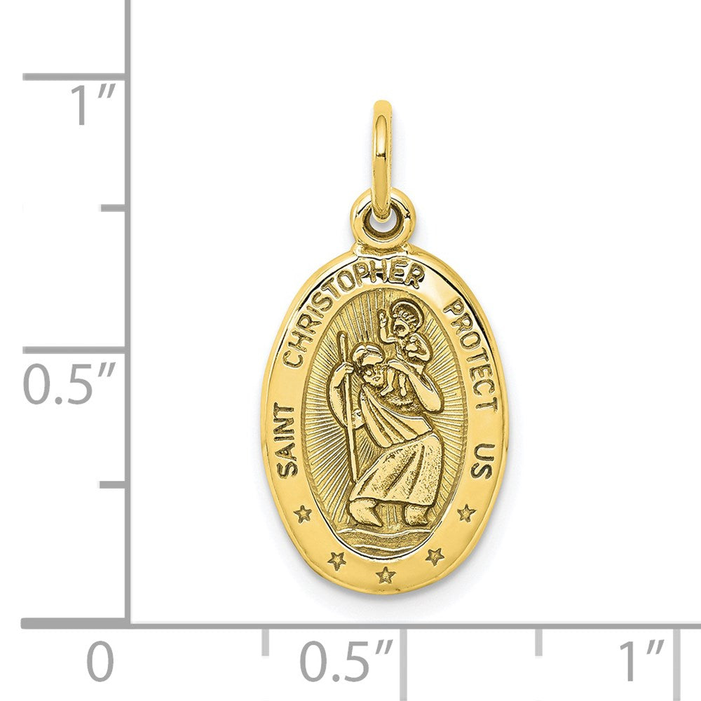 10k Solid Satin Polished St. Christopher Pendant