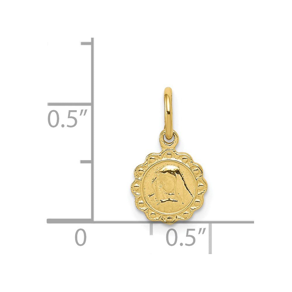 10k Solid Satin Polished Our Lady of Sorrows Disc Pendant