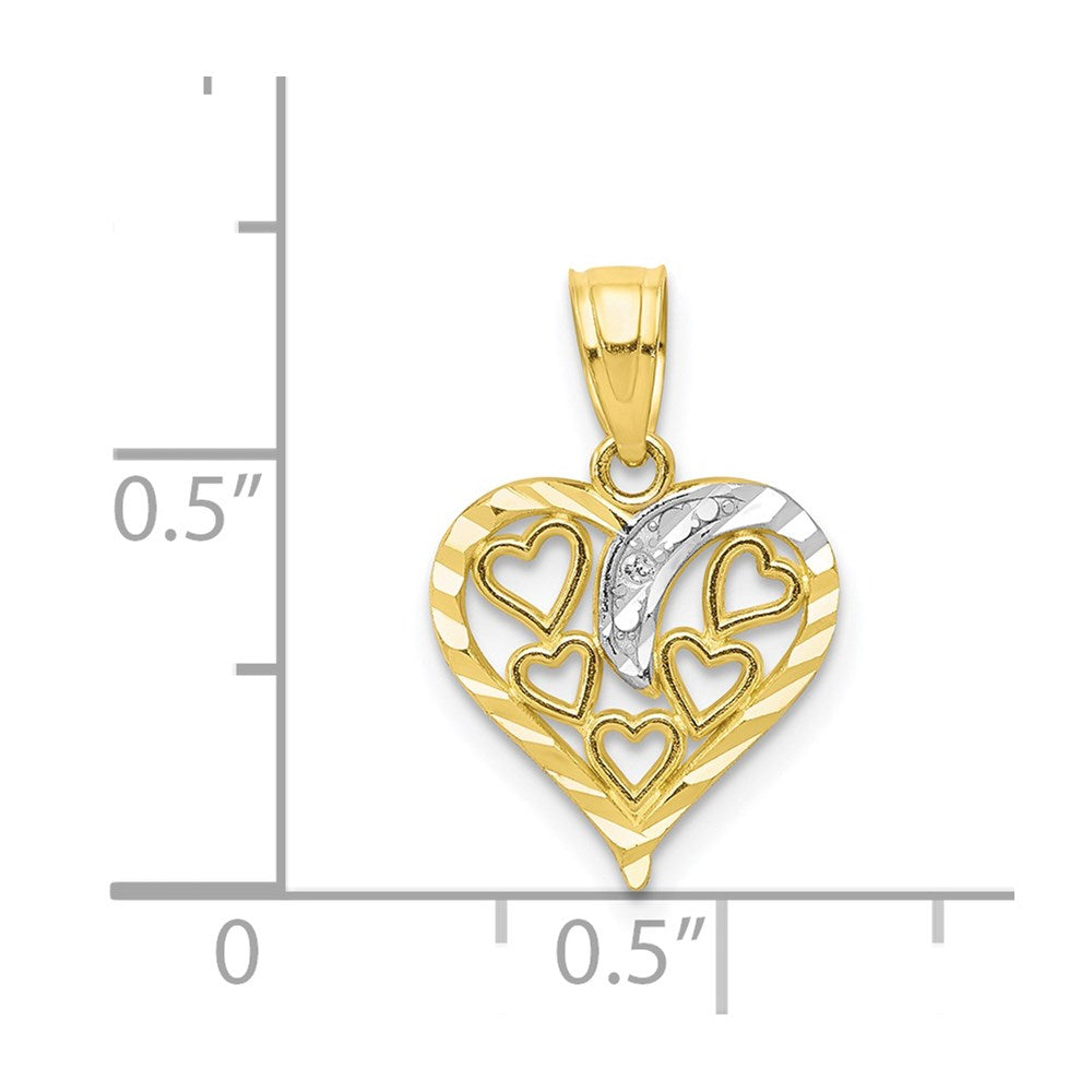 10K W/Rhodium Heart Charm