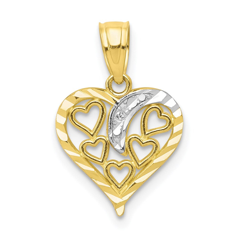 10K W/Rhodium Heart Charm