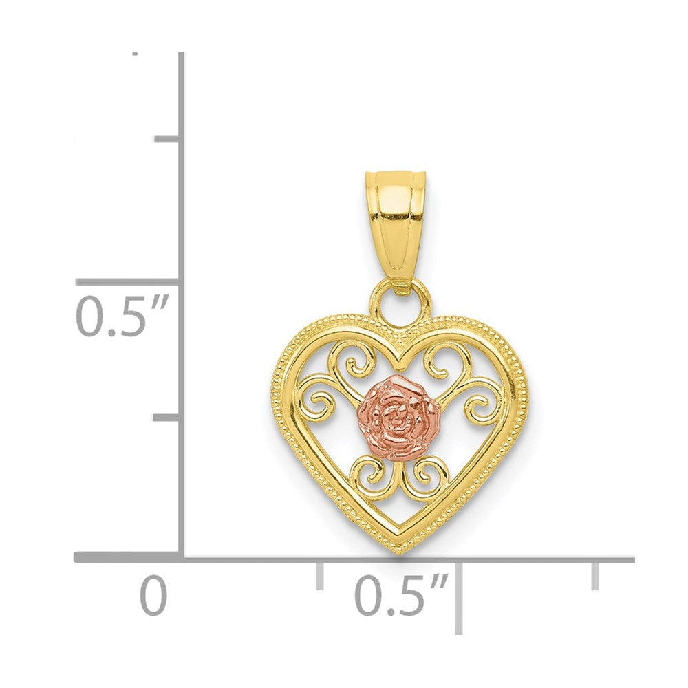 10k Two-tone Small Heart Charm