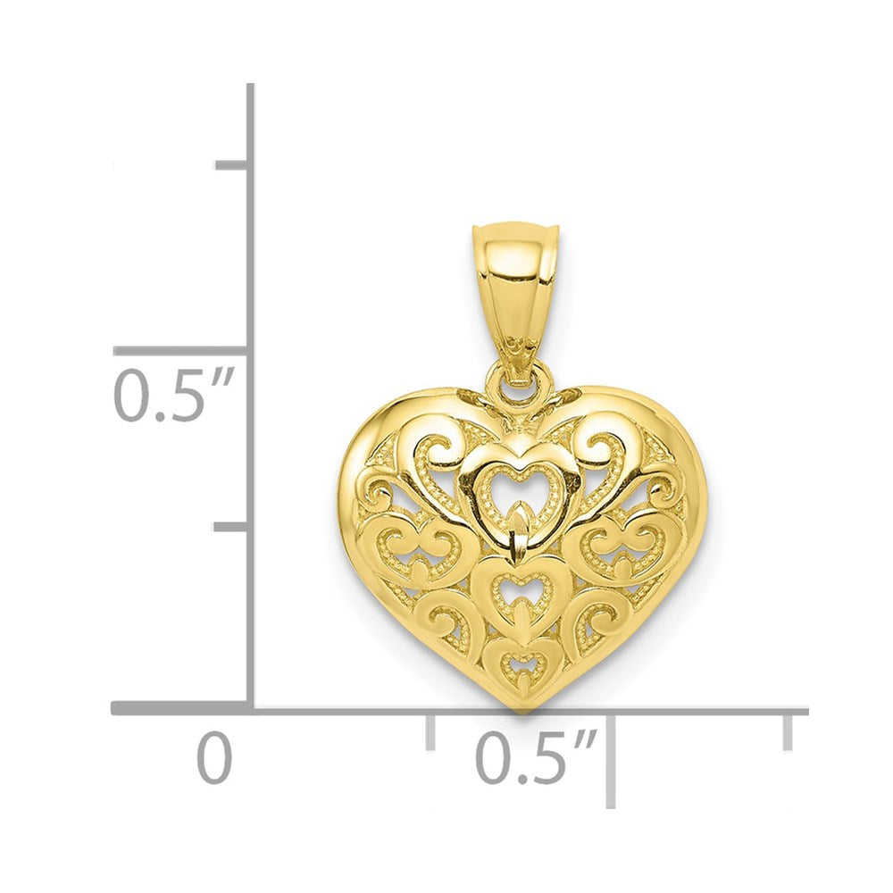 10k Diamond-Cut Heart Charm
