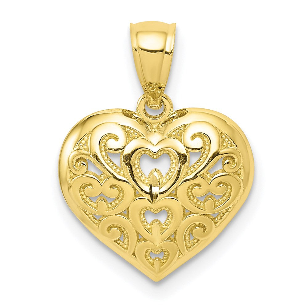 10k Diamond-Cut Heart Charm
