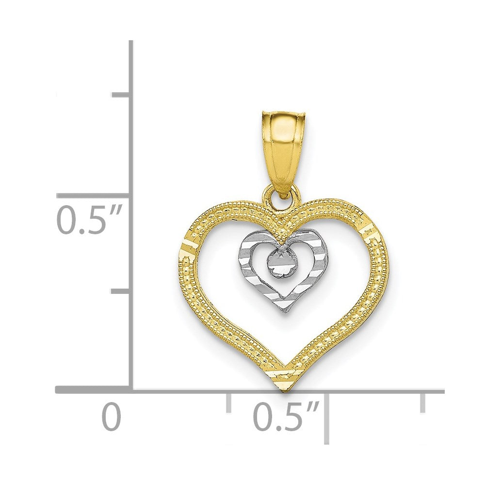 10K w/Rhodium Heart Charm