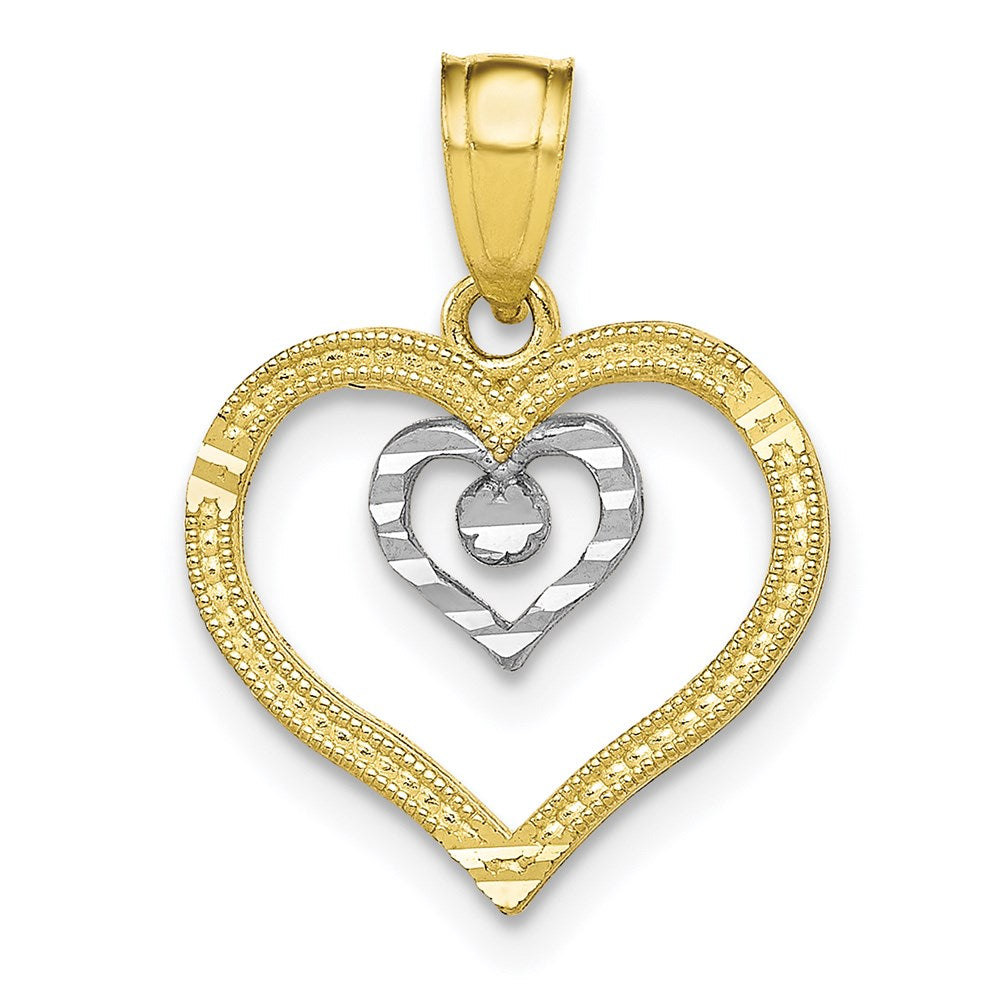 10K w/Rhodium Heart Charm