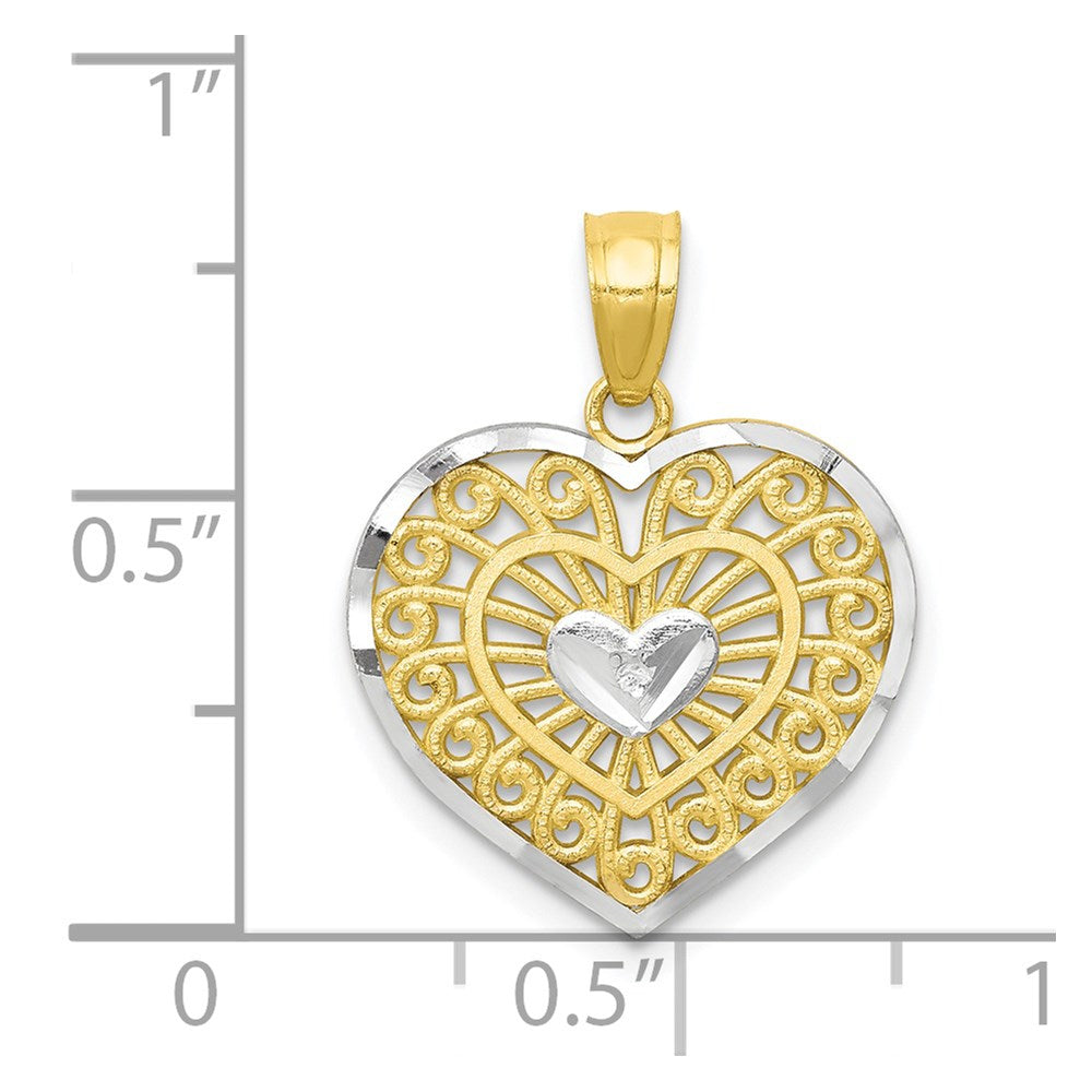10K w/Rhodium Heart Charm