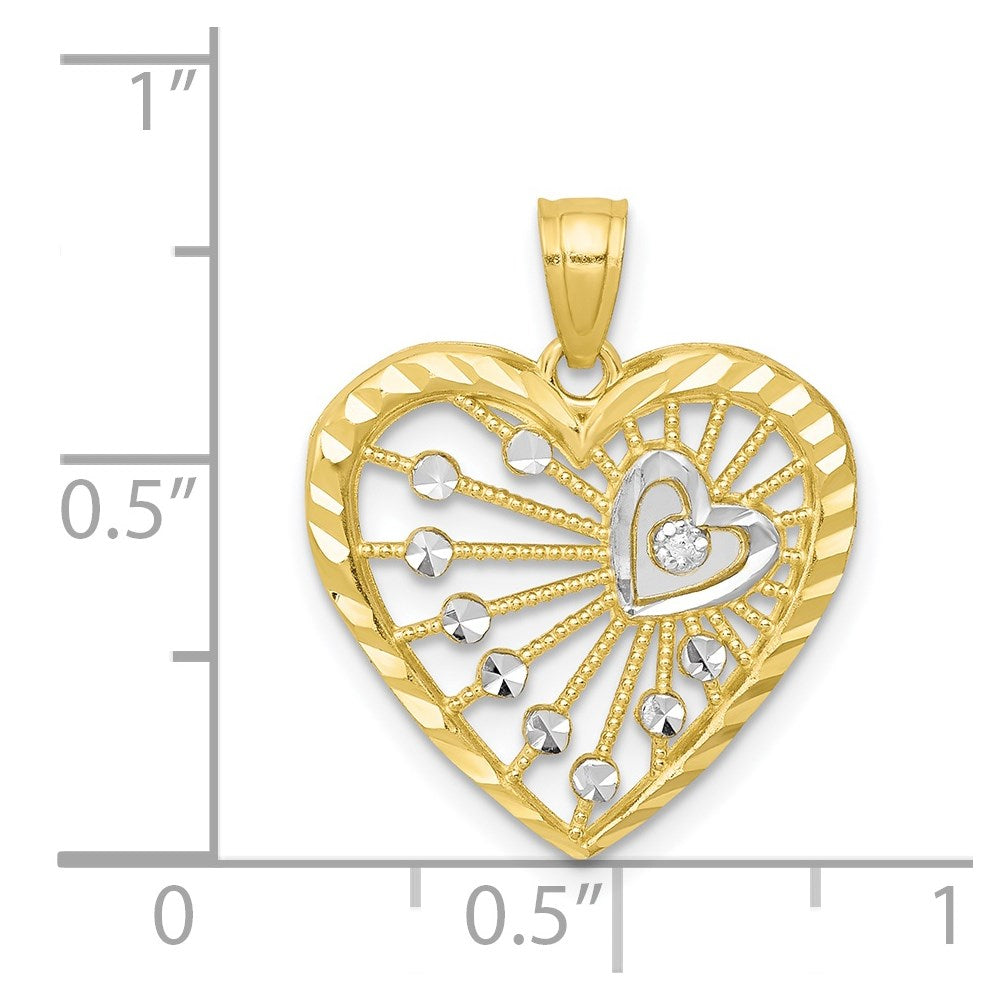 10K w/Rhodium Heart Charm