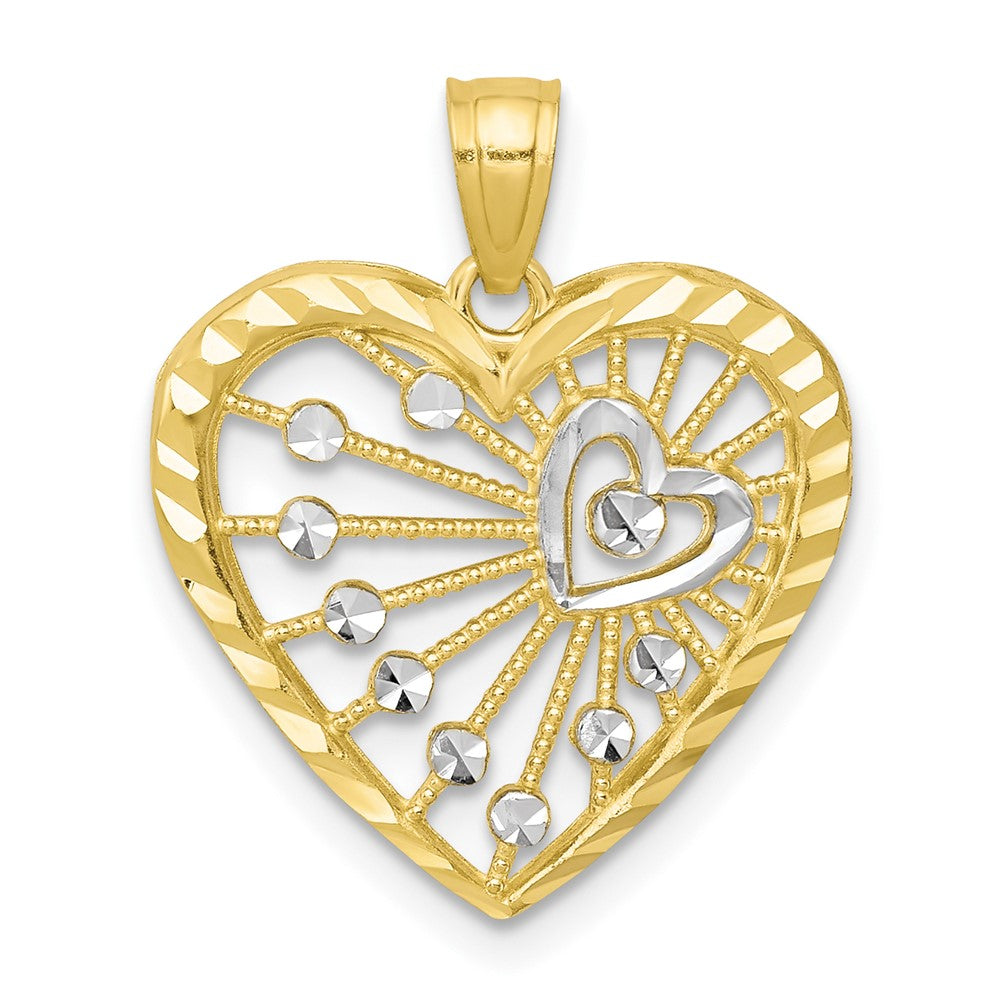 10K w/Rhodium Heart Charm