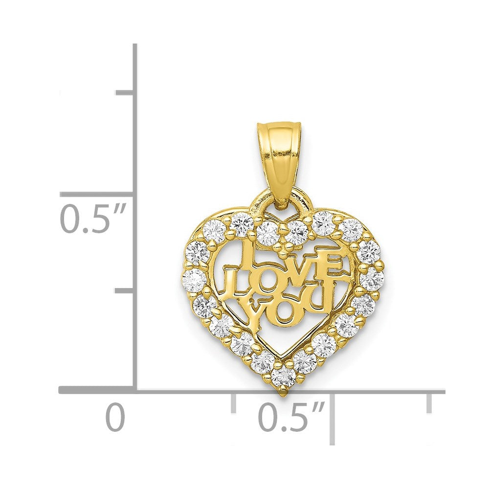 10K Small CZ I LOVE YOU Heart Charm