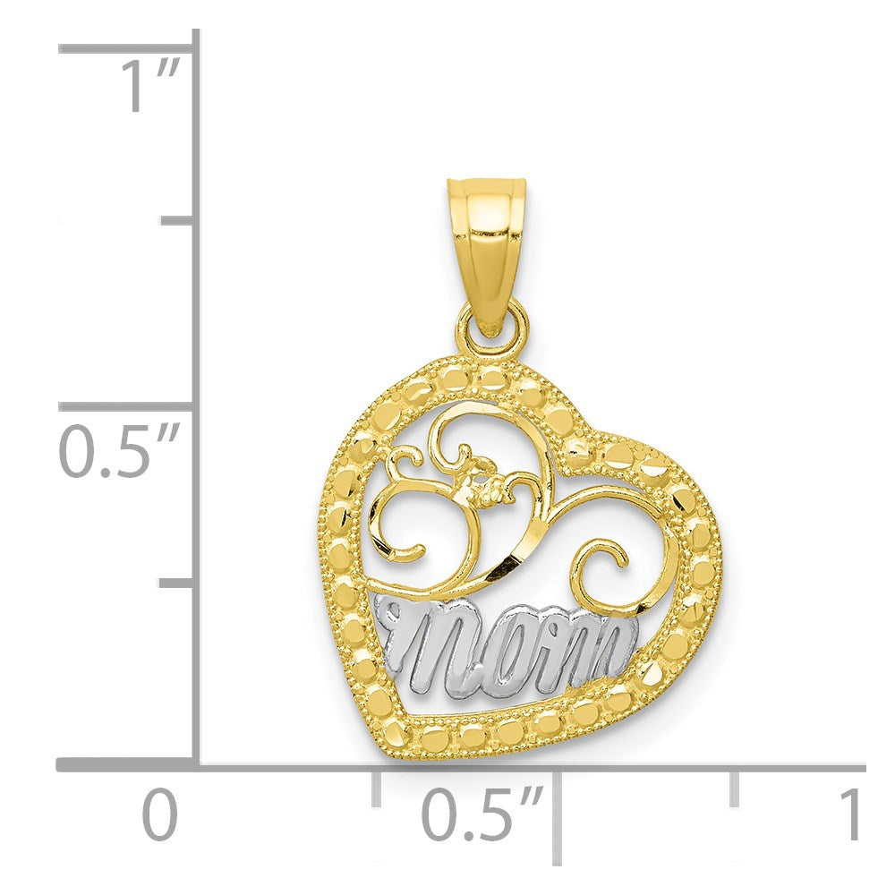 10K & Rhodium MOM Heart Charm