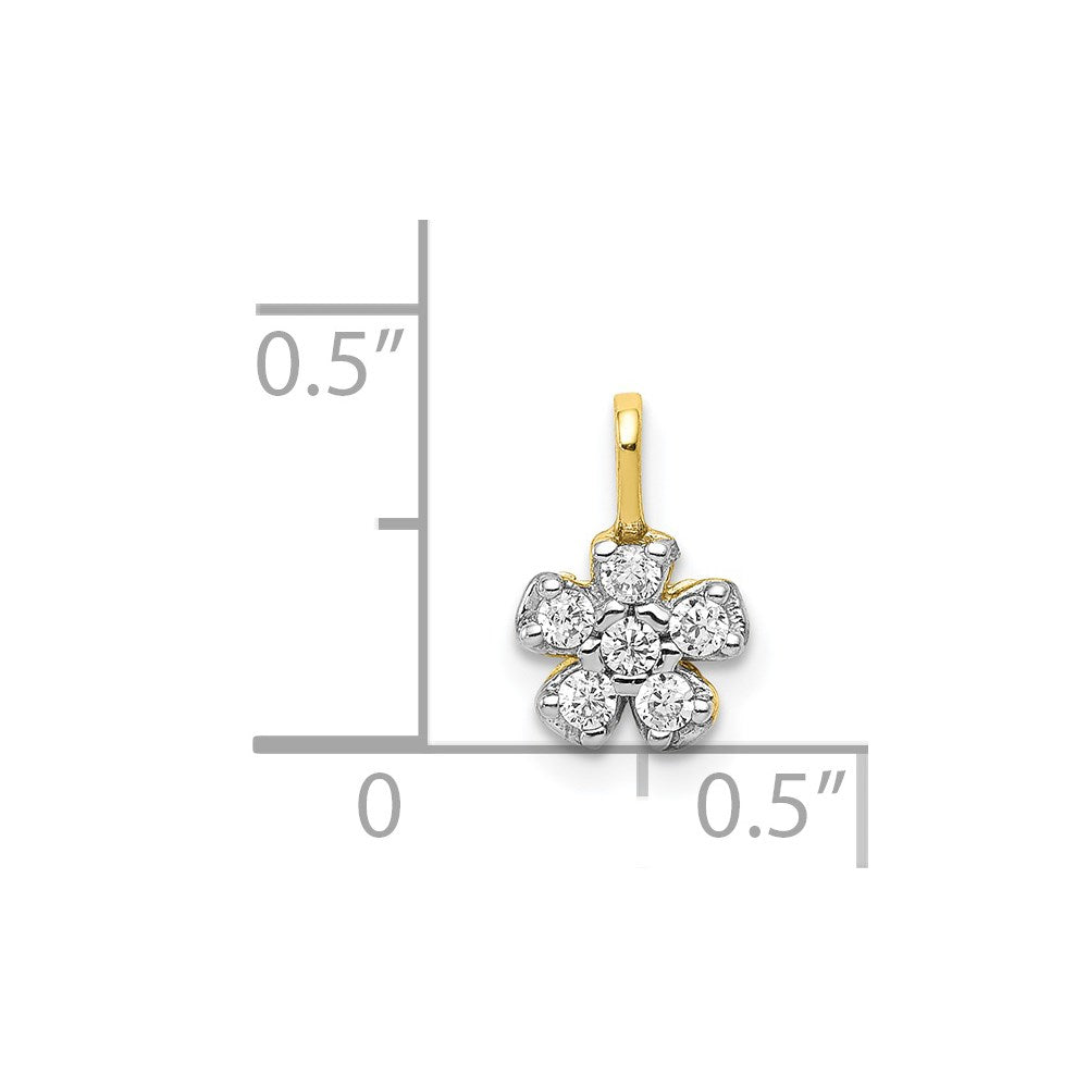 10k Small CZ Flower Charm