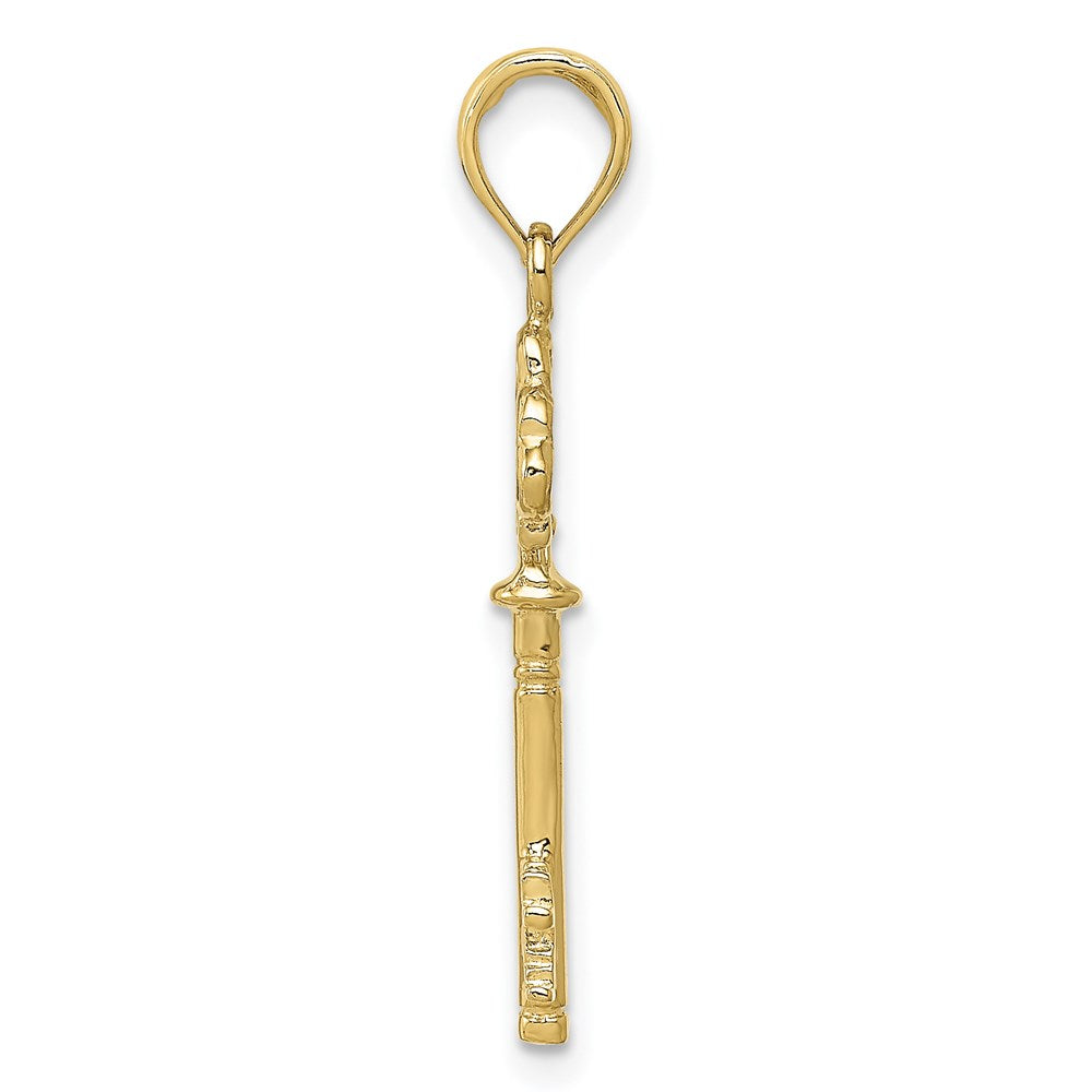 10k Polished 3-D Hearts Key Charm