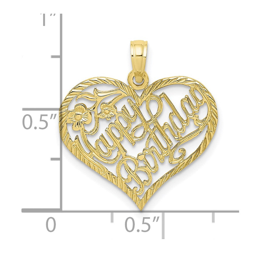 10K Solid Talking HAPPY BIRTHDAY Heart Pendant