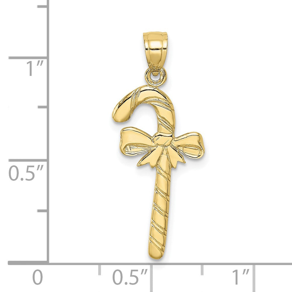 10K Solid Polished Candy Cane Pendant