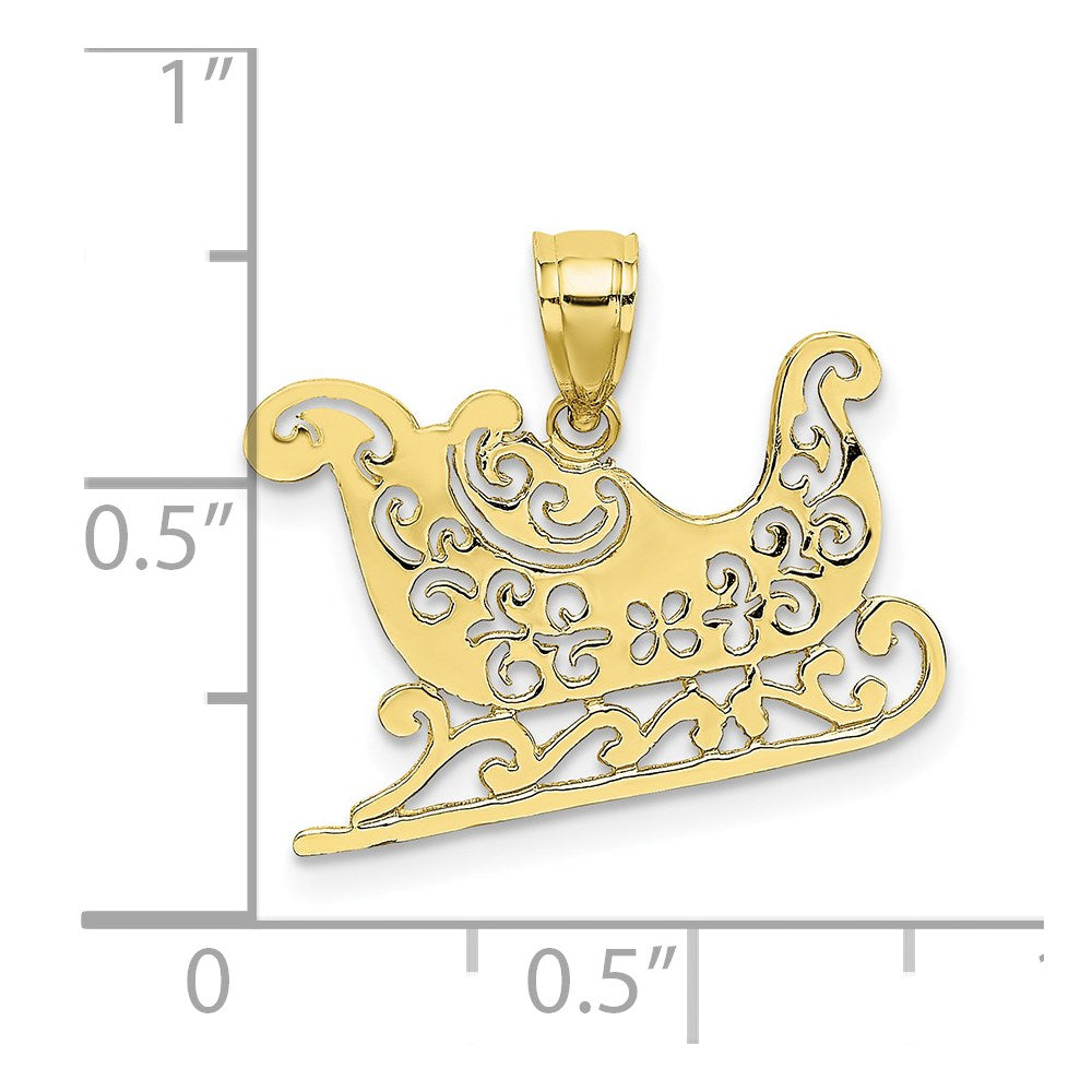 10K Polished Sleigh Pendant