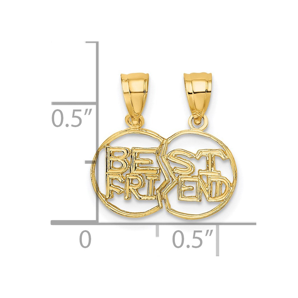 10K Break Apart Cut-Out BEST FRIEND Pendant
