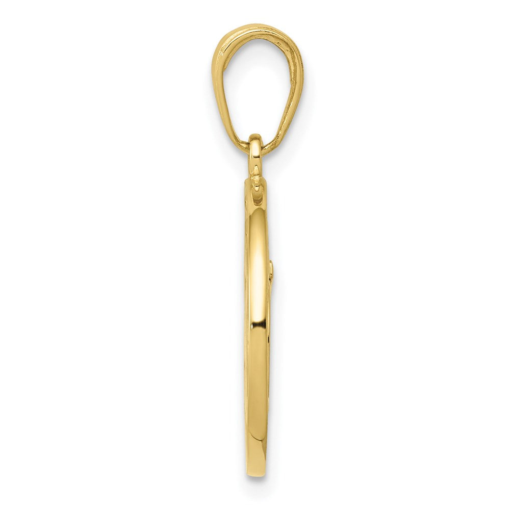 10K Cut-out Round Frame Yoga Om Symbol Pendant