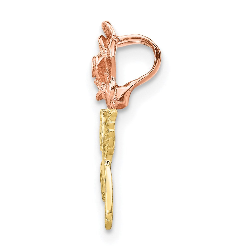 10K Two-tone Rose Flower Slide