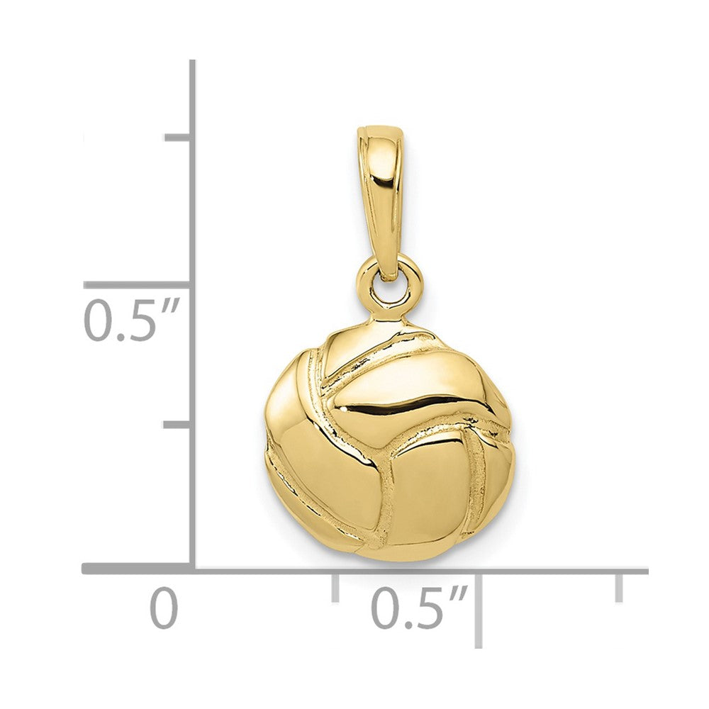 10K Solid Satin Diamond -Cut Volleyball Charm