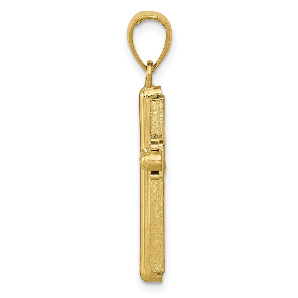 10K Gold Polished Beveled Stick Cross W/Frame Pendant