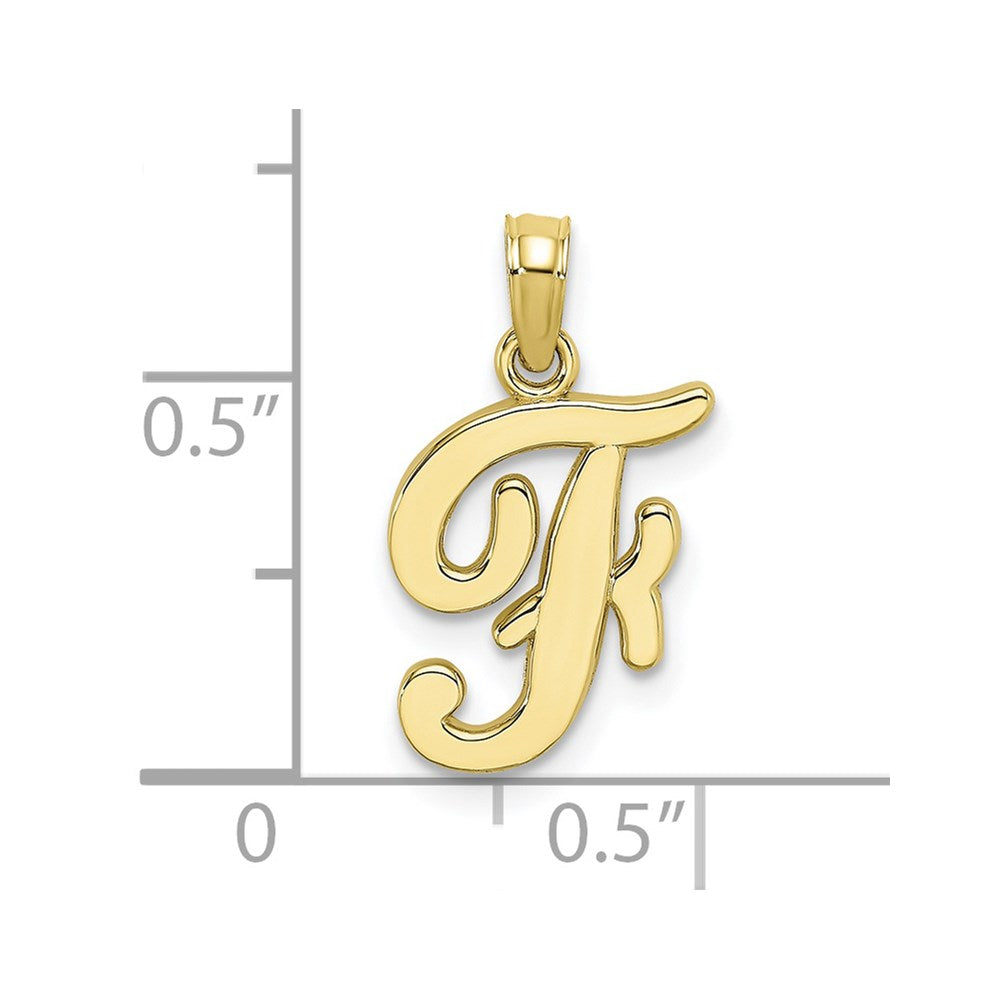 10K Polished F Script Initial Charm