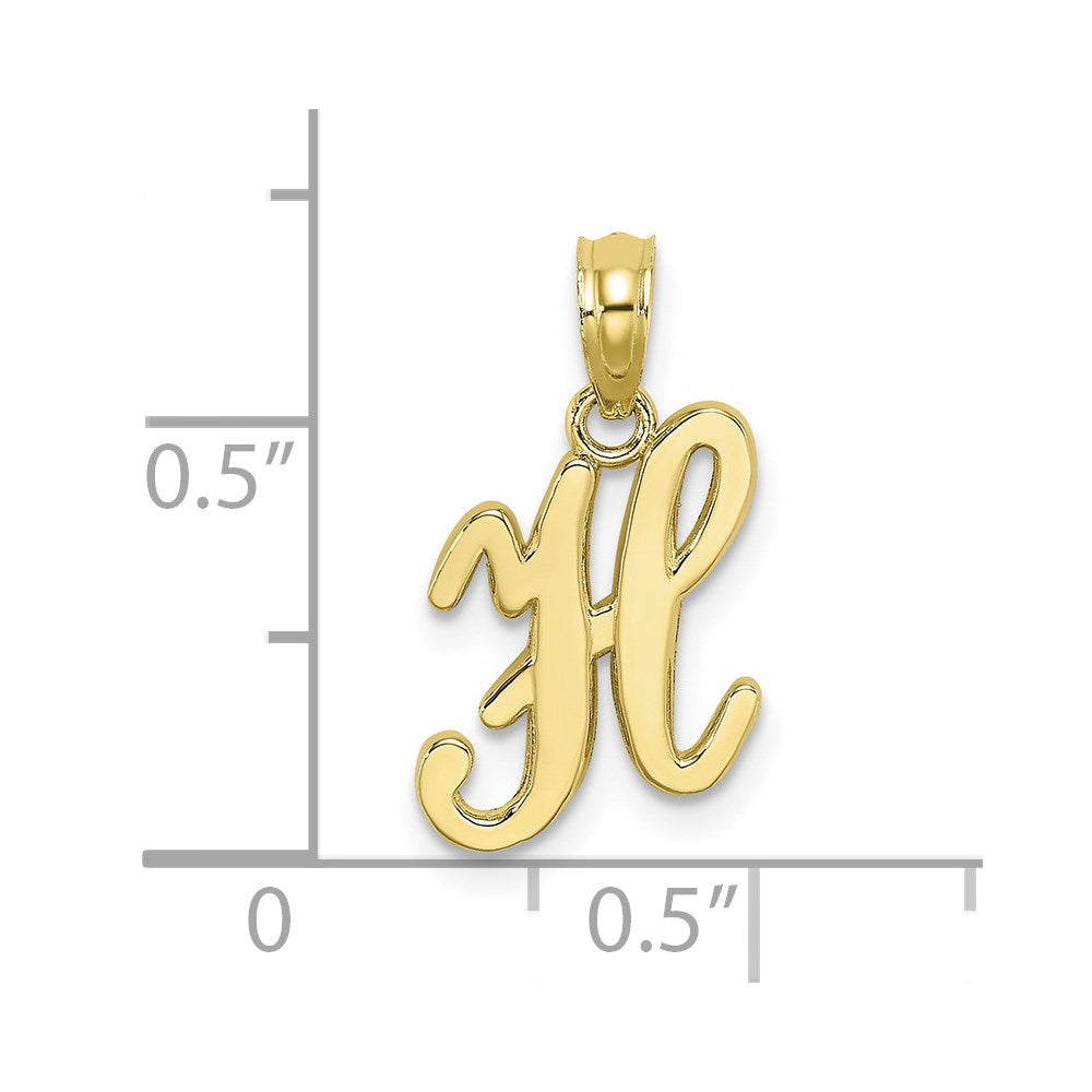 10K Polished H Script Initial Charm