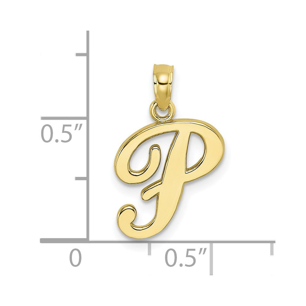 10K Polished P Script Initial Charm