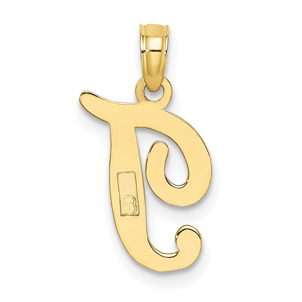 10K Polished T Script Initial Charm