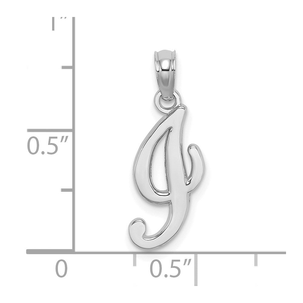10K White Gold Polished I Script Initial Charm