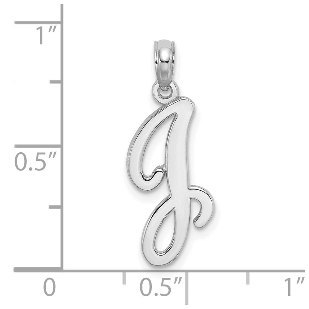 10K White Gold Polished J Script Initial Charm