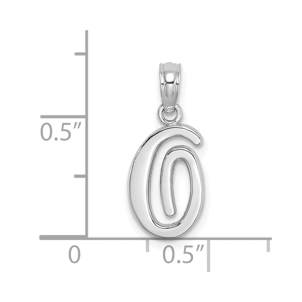 10K White Gold Polished O Script Initial Charm