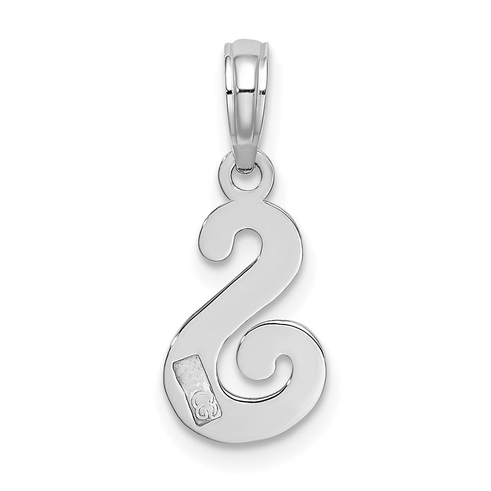 10K White Gold Polished S Script Initial Charm