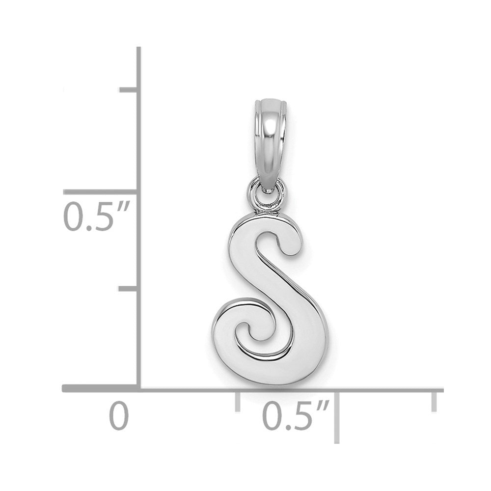 10K White Gold Polished S Script Initial Charm