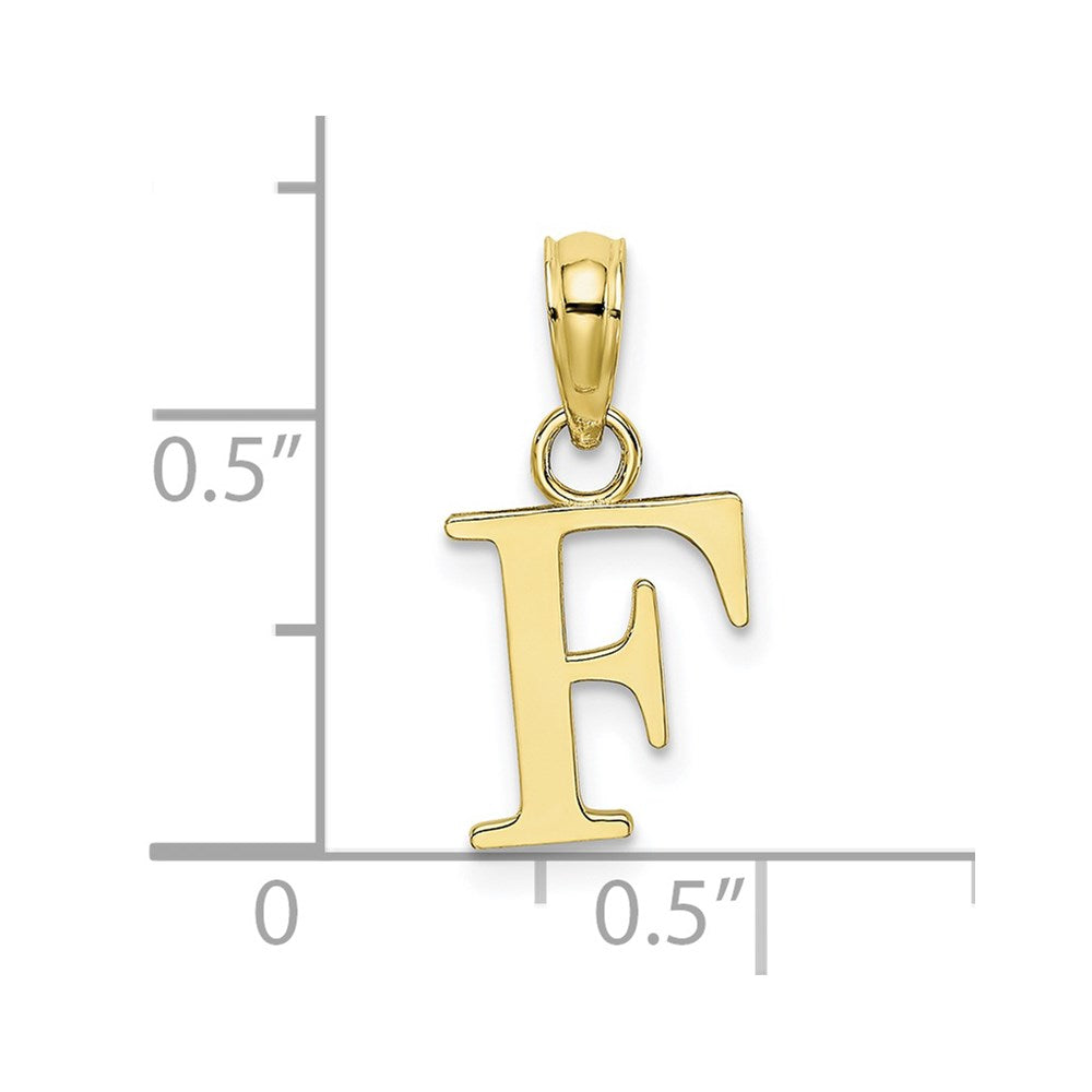 10K Polished F Block Initial Charm