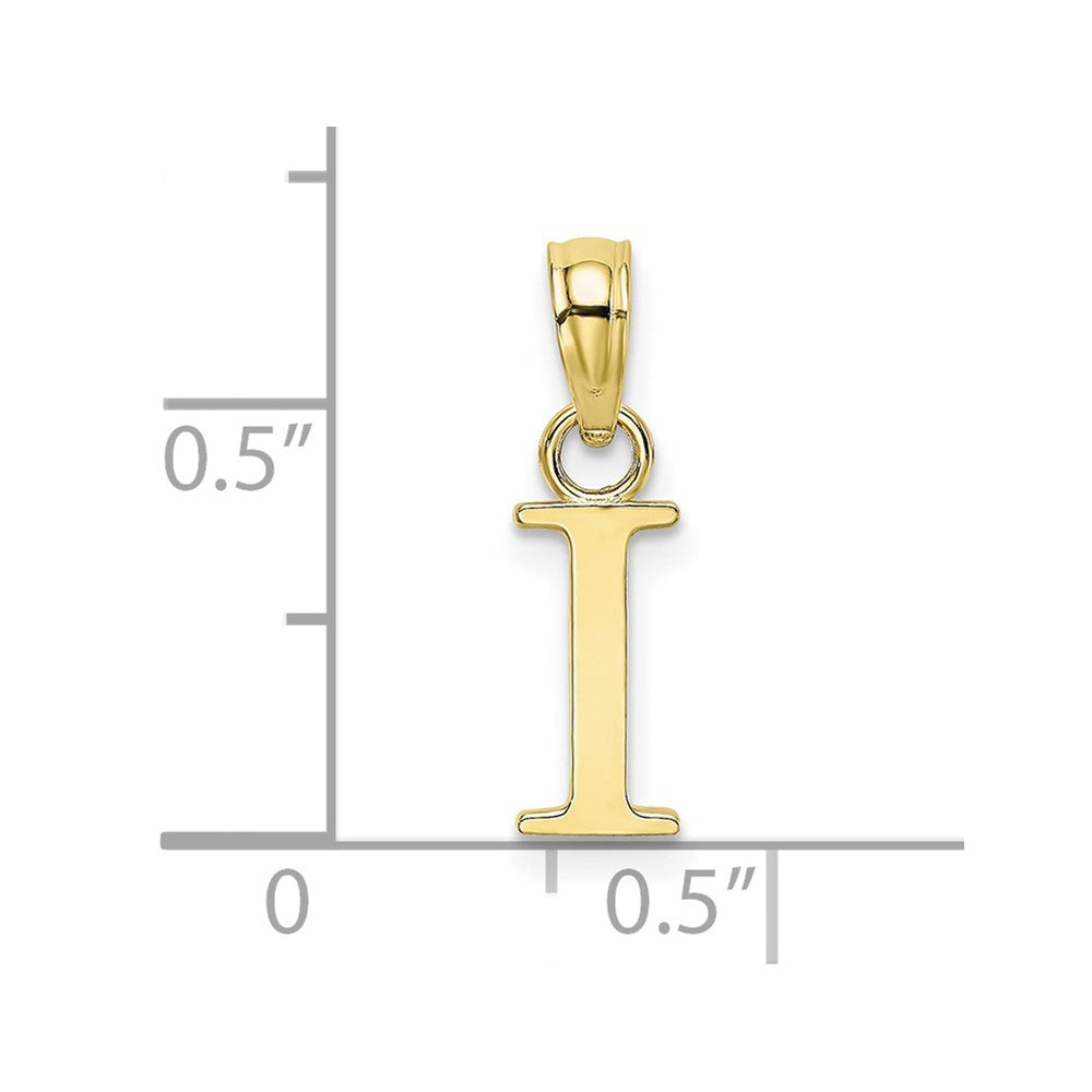 10K Polished I Block Initial Charm