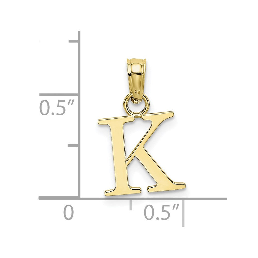10K Polished K Block Initial Charm