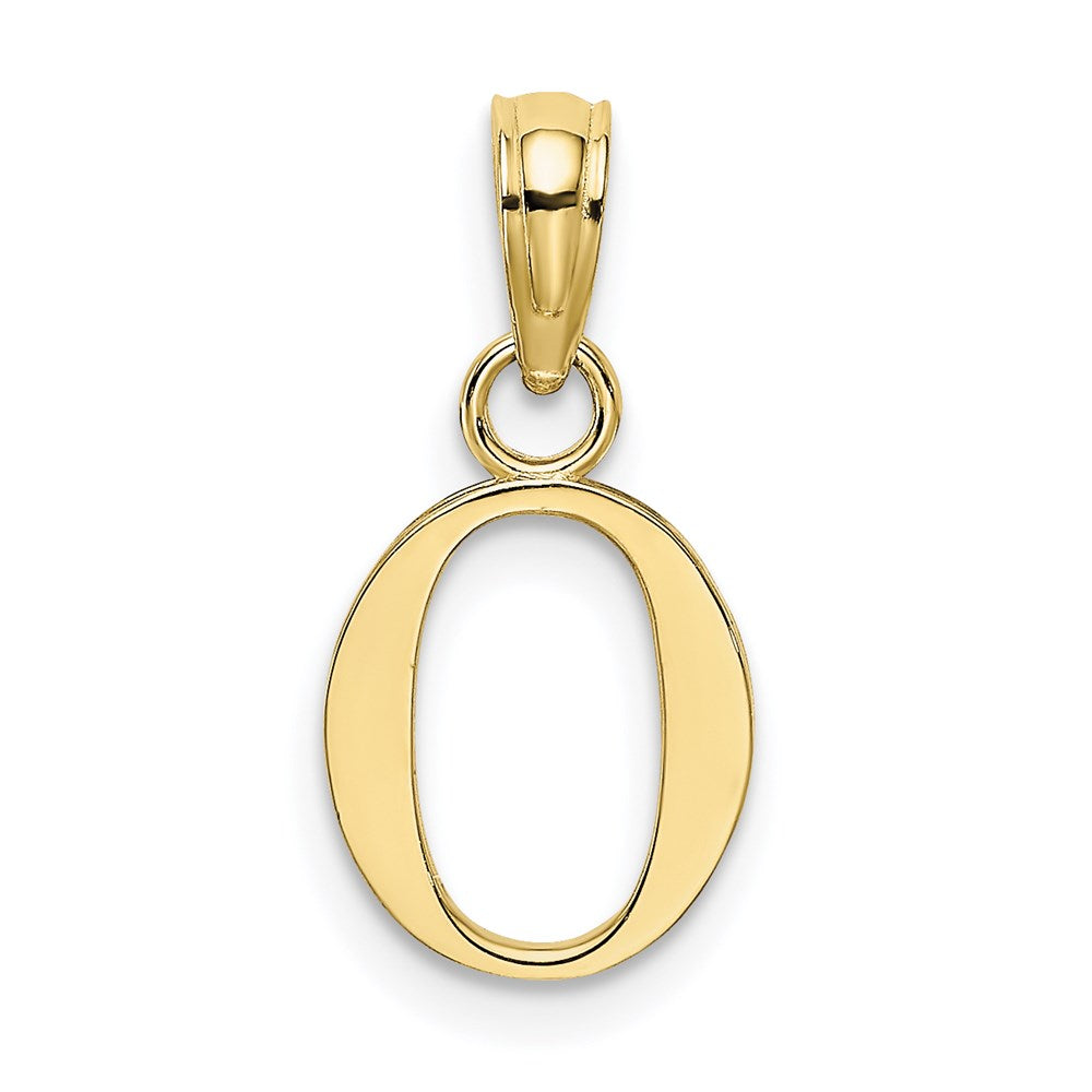 10K Polished O Block Initial Charm