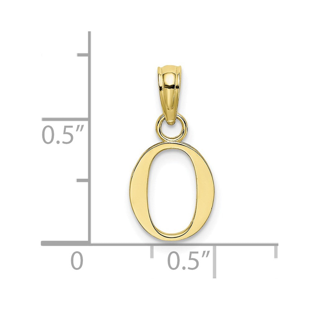 10K Polished O Block Initial Charm